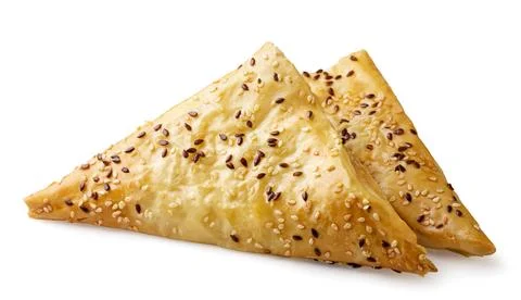 Samsa triangle on white background. Isolated Stock Photos