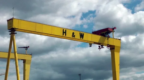 Samson and Goliath gantry crane Belfast close up Stock Footage 60401983