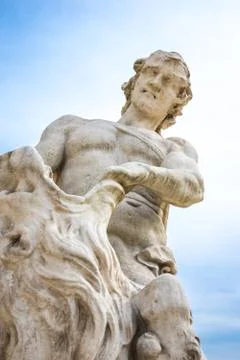Samson opens the jaws of the lion. Foto stock