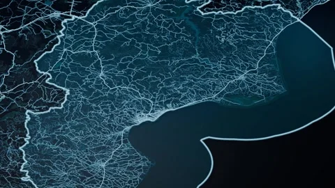 Samsun Turkey Glowing Digital Map Animation 4K Stock Footage 340175550