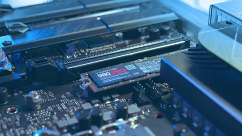 Samsung 960 PRO SSD Installed on Computer Motherboard Stock Footage 331534934