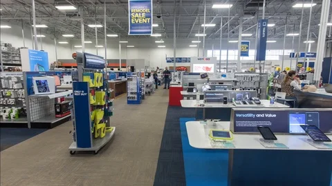 Samsung Display Inside Best Buy, Panning Timelapse Stockbeeldmateriaal 114332155