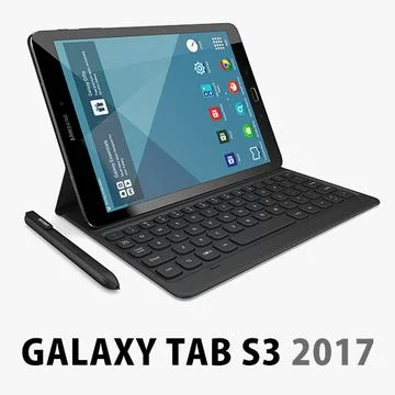 Samsung Galaxy Tab S3 9.7 + Keyboard Cover + S-Pen 3D Model