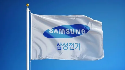 Samsung Group flag in slow motion, editorial animation Stock Footage 72657017