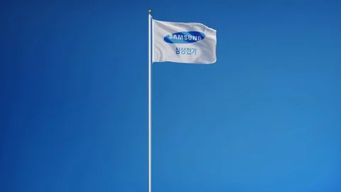 Samsung Group flag in slow motion, editorial animation Stock Footage 72657049
