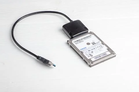 Samsung HDD disk with USB adapter for easy connection and data transfer in .. Stock Photos
