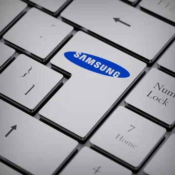 Samsung logo notebook keycap 3d illustration stock market editorial Stock Photos