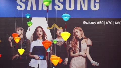 Samsung logos at banner Stock Footage 133752867