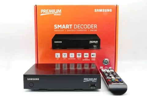 Samsung Premium Mediaset Smart Decoder. Satellite, Digitale Terrestre, Online. Foto stock