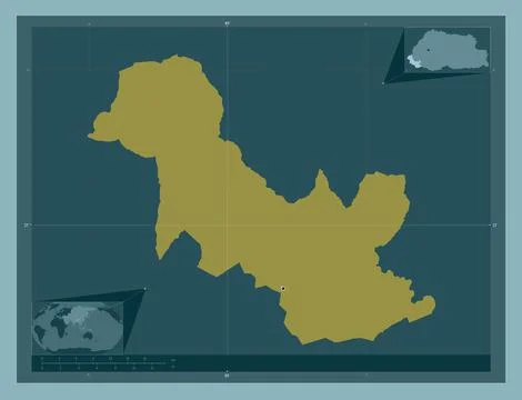 Samtse, Bhutan. Solid color shape. Locations of major cities of the region Stock Illustration