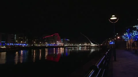 Samuel Beckett Bridge (2/3) Stock Footage 10889866