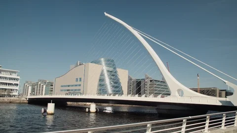 Samuel Beckett Bridge, Convention Centre, Dublin. Timelapse Stock Footage 88829342