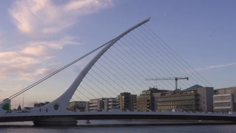 Samuel Beckett Bridge, Dublin Stock Footage 123764241