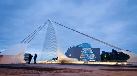 Samuel Beckett bridge night time lapse, Dublin Ireland. 4K. Stock Footage 33707836