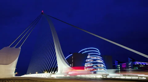 Samuel Beckett bridge night time lapse, Dublin Ireland. Vidéo 33714769