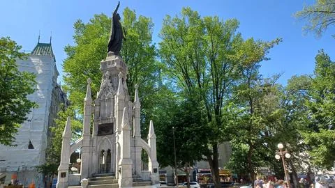 Samuel De Champlain monument in Quebec City, Canada Stock Photos