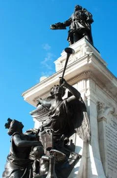Samuel de champlain statue in old quebec, quebec, canada 스톡 사진
