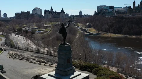 Samuel de champlain statue in Ottawa Canada Stock Footage 128767315
