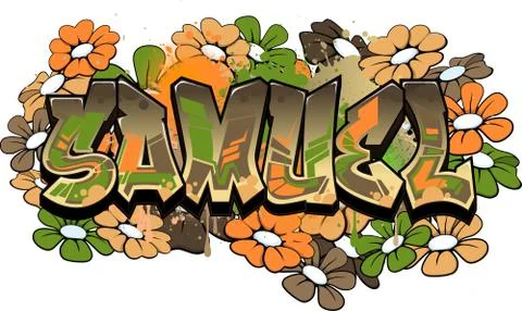 Samuel Graffiti Text Logotype Design Stock Illustration