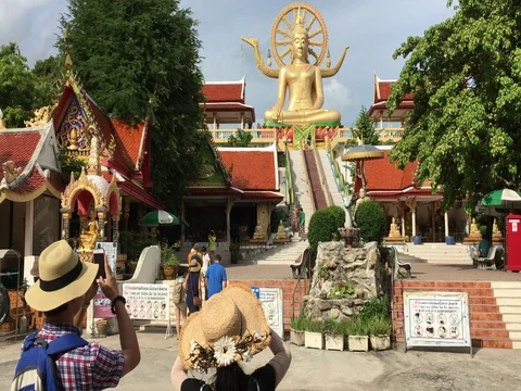 Samui Big Buddha tourists Video stock 71024024
