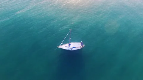 Samui island sunset view from drone an sail boat yacht. Thailand Stock Footage 61184885