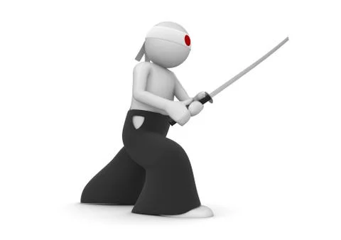 Samurai - 3d characters isolated on white background series Stock Illustration