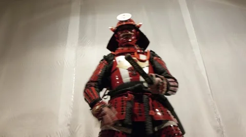 Samurai in action, front view Stockbeeldmateriaal 40765145