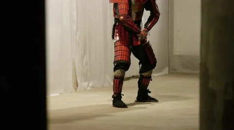 Samurai in action, resembling Darth Vader Stock Footage 40764714