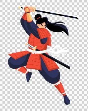 Samurai attacking move Stock Illustration