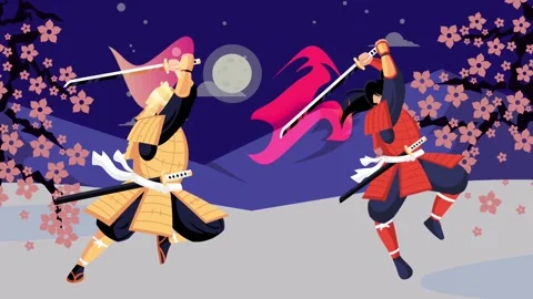 Samurai battle animation Stock Footage 324084735