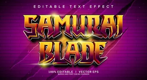 Samurai blade vector text effect with modern style design Stock Illustration