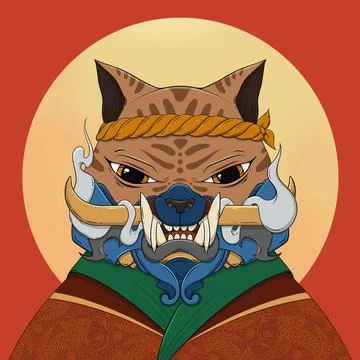 Samurai cat Illustration