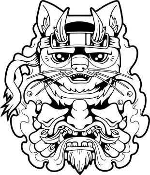 Samurai Cat Stock Illustration