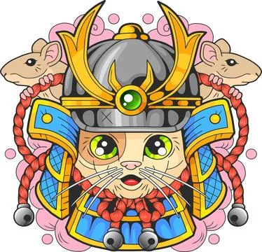 Samurai Cat Stock Illustration