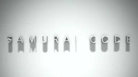 Samurai code 3D title animation white text on a white background Stock Footage 299645362