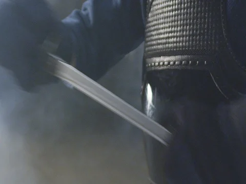Samurai Drew His Sword From Its Scabbard Stock Footage 73622654