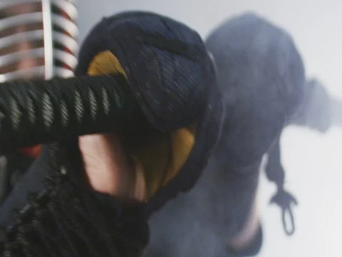 Samurai Drew His Sword From Its Scabbard Stock Footage 73622661