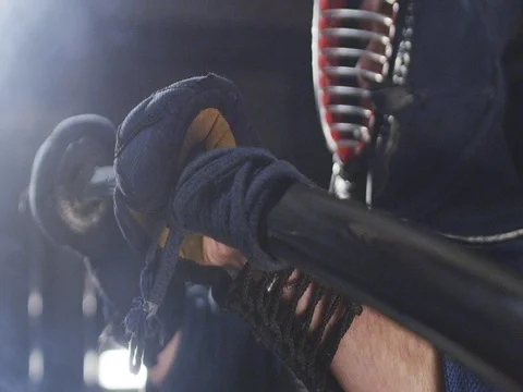 Samurai Drew His Sword From Its Scabbard Stock Footage 73622833