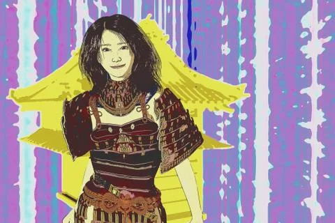 Samurai girl Stock Illustration
