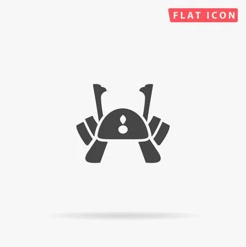 Samurai Helmet, Kabuto flat vector icon Stock Illustration