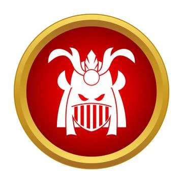Samurai helmet warrior icon in red circle Stock Illustration