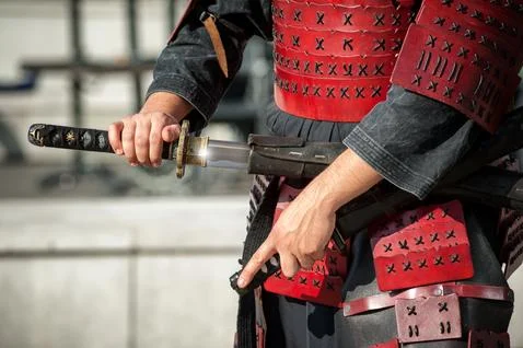 Samurai with katana Stock Photos