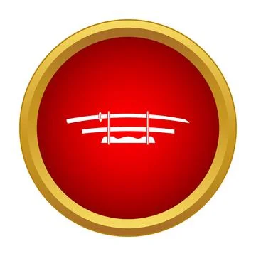 Samurai katana swords on display stand icon Stock Illustration