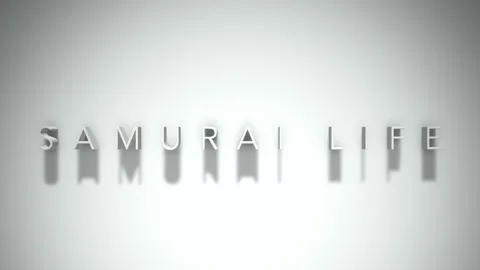 Samurai life 3D title animation white text on a white background Stock Footage 299645376