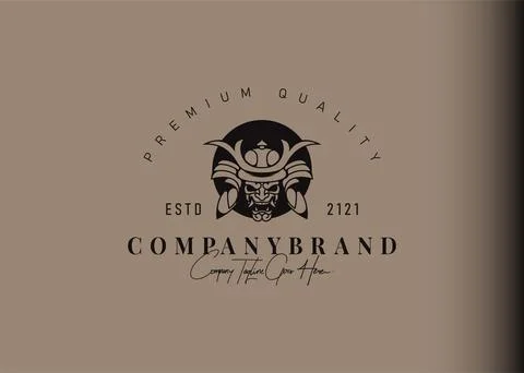 Samurai logo design inspiration. Vector illustration of a samurai with demon  Иллюстрация