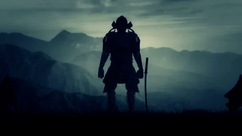 Samurai Lord with Full Armor Preparing for Battle Stock Footage 110903430