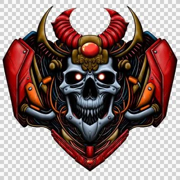 Samurai machine skull head Stock Illustration