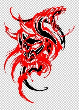 Samurai mask with dragon snake Stock Illustration