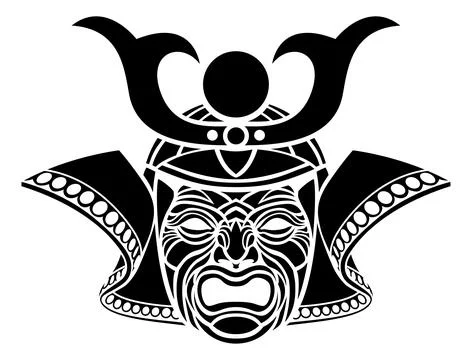 Samurai Mask Solid Black Illustration Stock Illustration