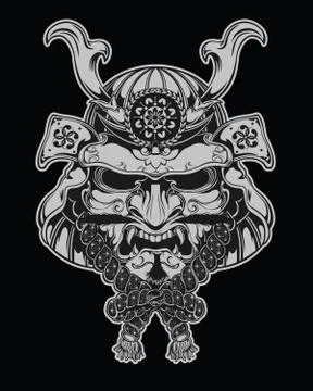 Samurai Mask Vector Illustration Illustrazione stock